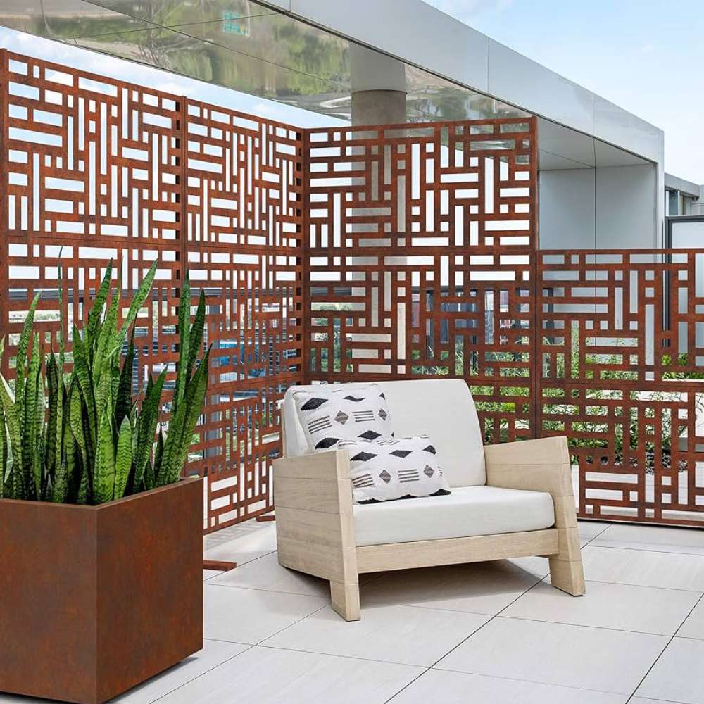 corten steel patio privacy