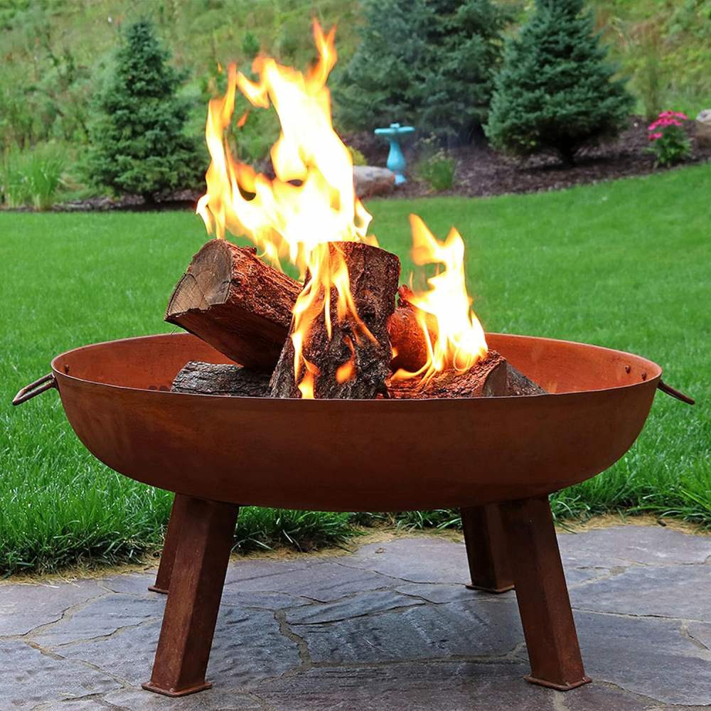rusted cast iron fire pit