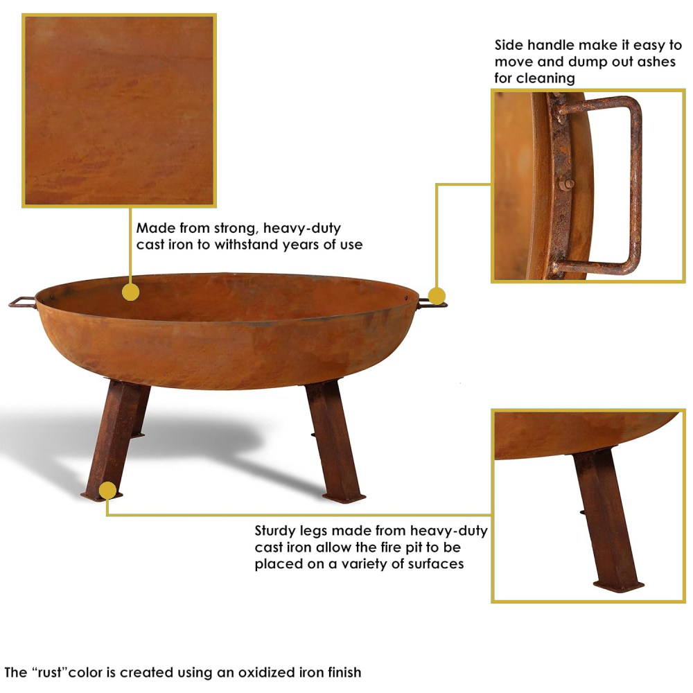 rusted cast iron fire pit